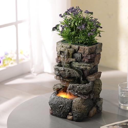 Indoor Tabletop Fountain with LED Lights and Soothing Sound