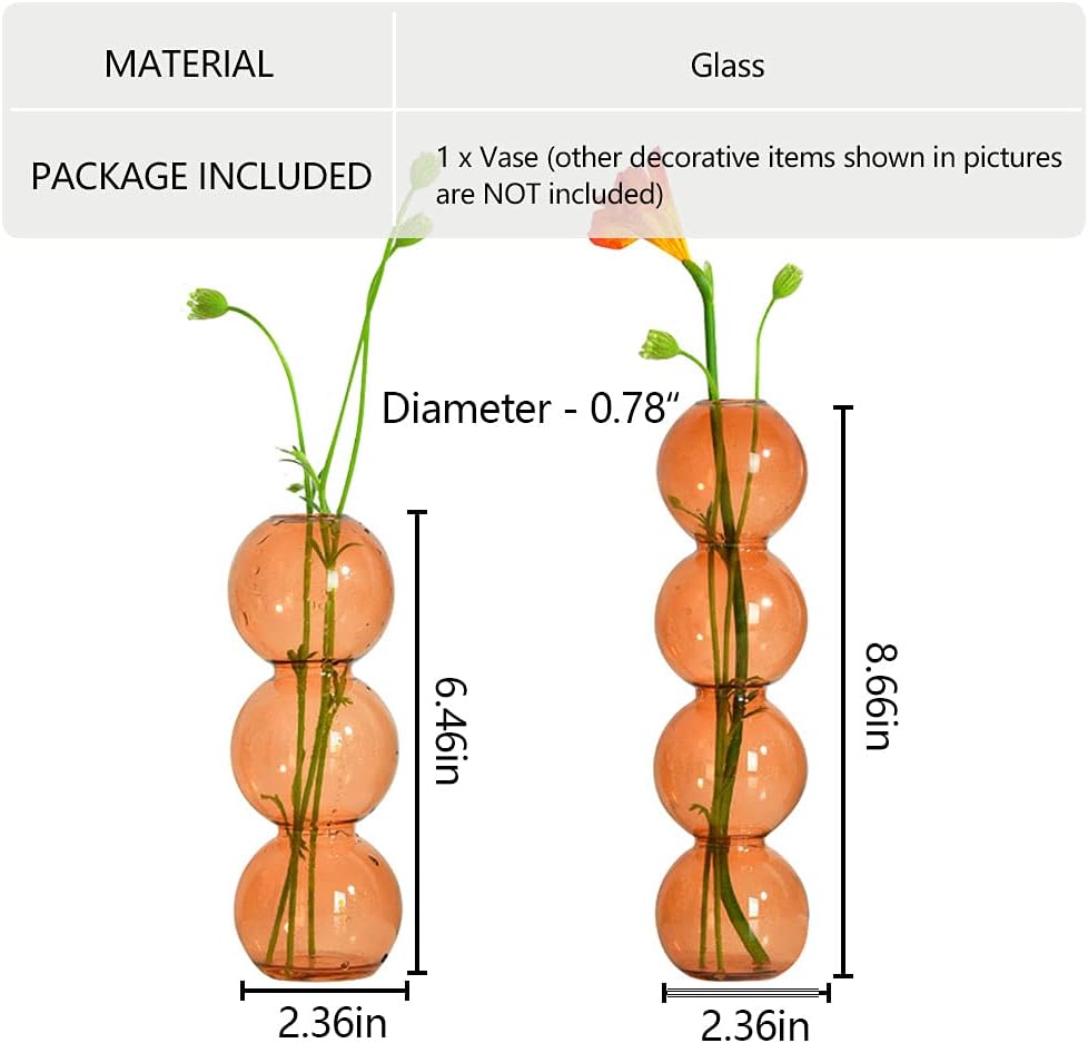 WAYUTO Clear Glass Bubble Vase for Home Decor