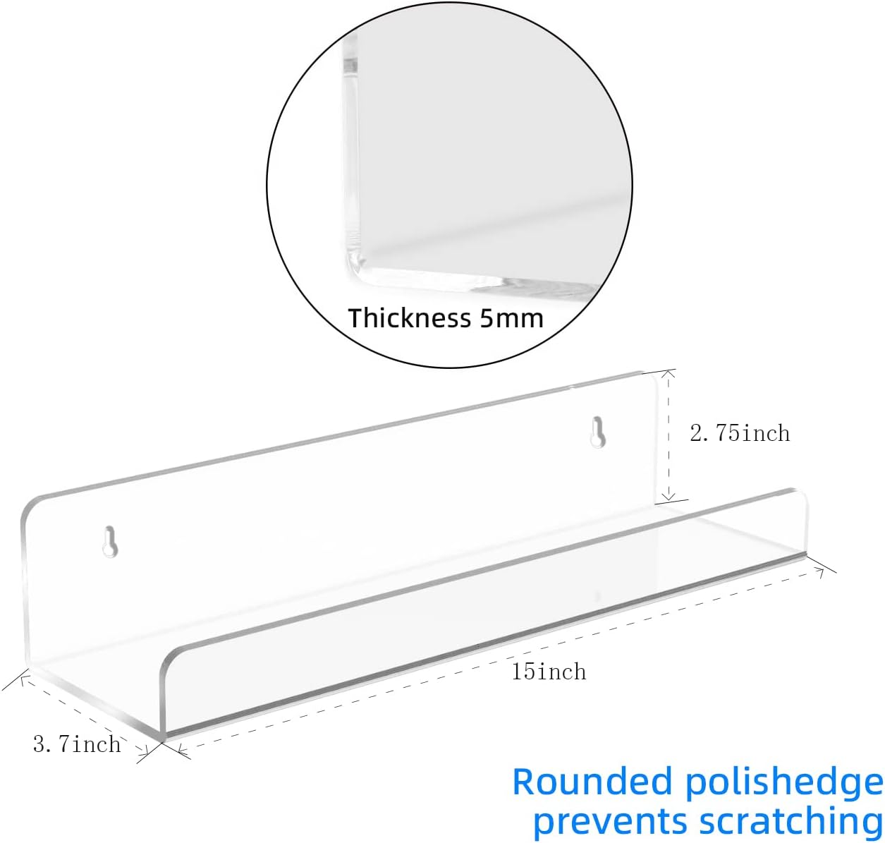 HESIN Acrylic Floating Shelves 2 Pack 15x37x275 Inch