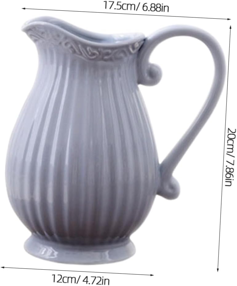 Zerodeko Ceramic Dried Flower Vase Grey Decor Accent