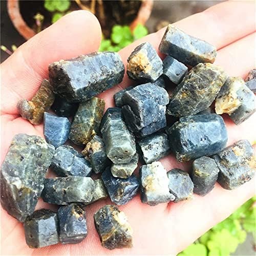 AMAZWI Natural Blue Corundum Crystal Stones 100g Sapphire Raw Decor Stones