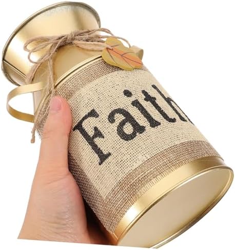 CIYODO Vintage Metal Flower Bucket Rustic Vase for Home Decor