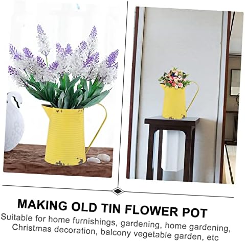 Vintage Iron Flower Pitcher Planter Rustic Metal Vase for Home and Garden Decor