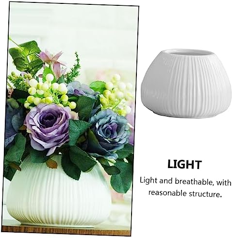 1pc Ceramic Vertical Stripe Flower Vase for Desktop Decor