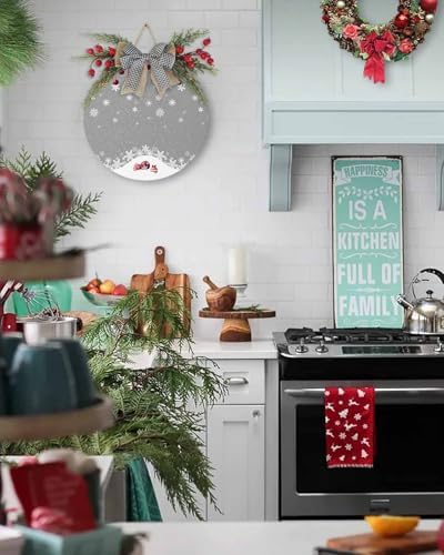 Welcome Sign Christmas Wreath Decor Round Wooden Plaque 1