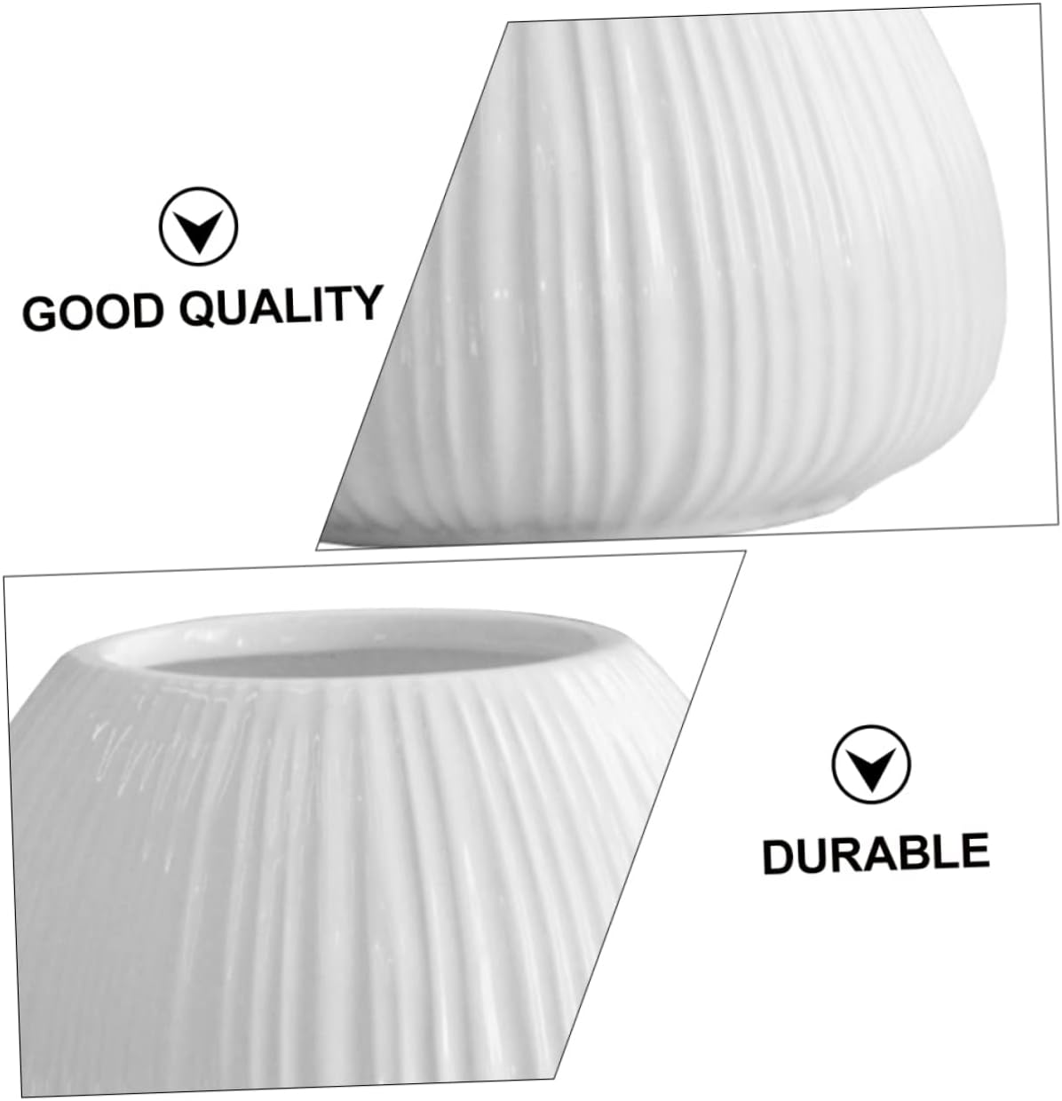 1 Pc Elegant Ceramic Flower Vase with Vertical Stripes