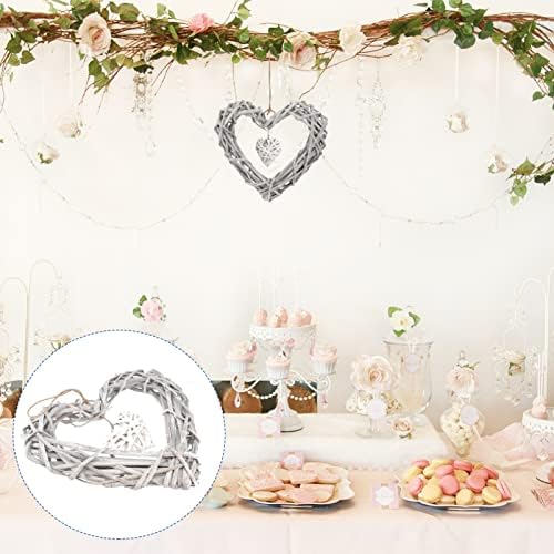 3 Pcs White Lace Pendant Twigs Wreath Heart Garland Photo Frame