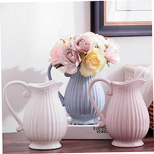 Zerodeko Ceramic Dried Flower Vase Grey Decor Accent
