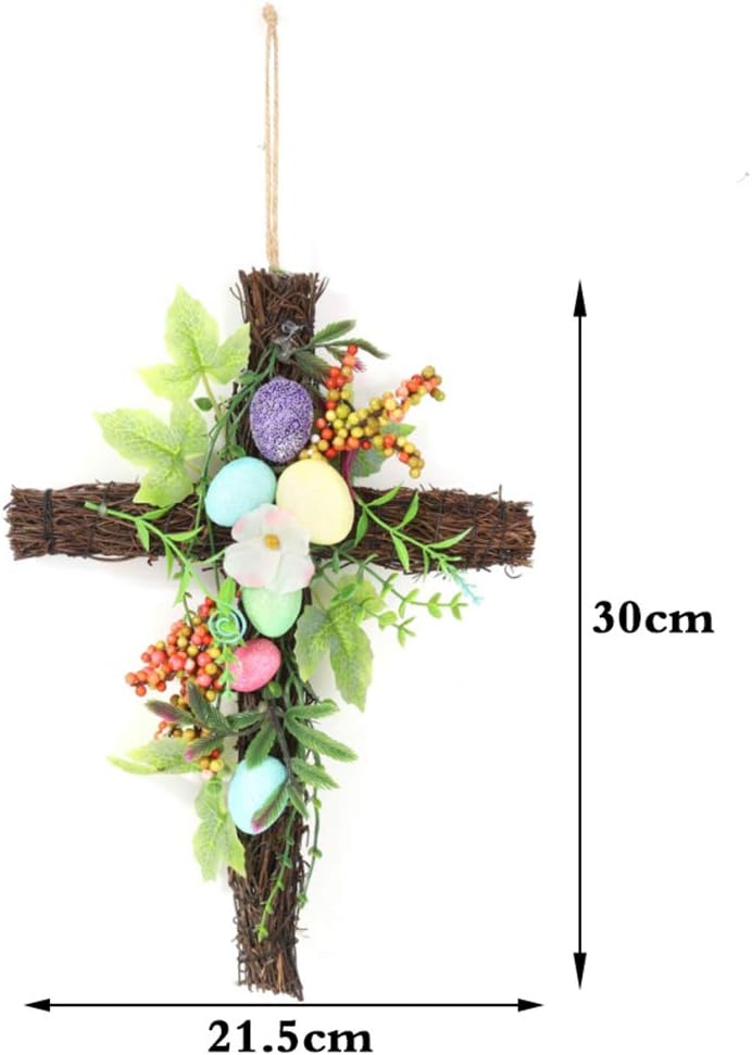 Forart 16 Inch Easter Wreath with Colorful Eggs