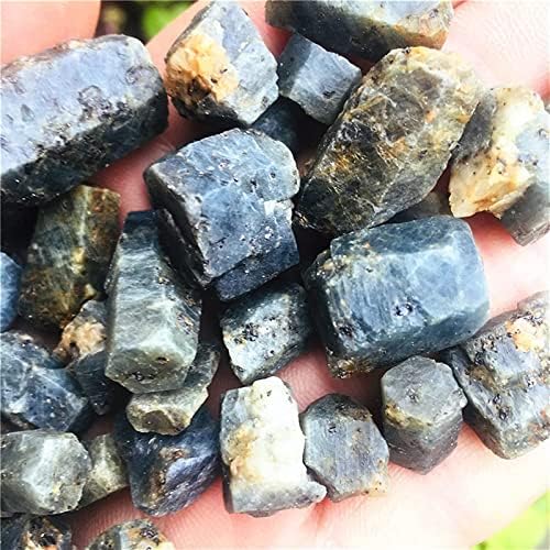 AMAZWI Natural Blue Corundum Crystal Stones 100g Sapphire Raw Decor Stones