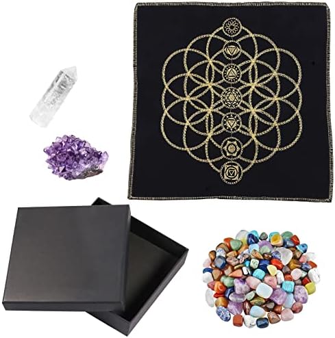 Rockcloud Chakra Healing Stone Meditation Mat Set