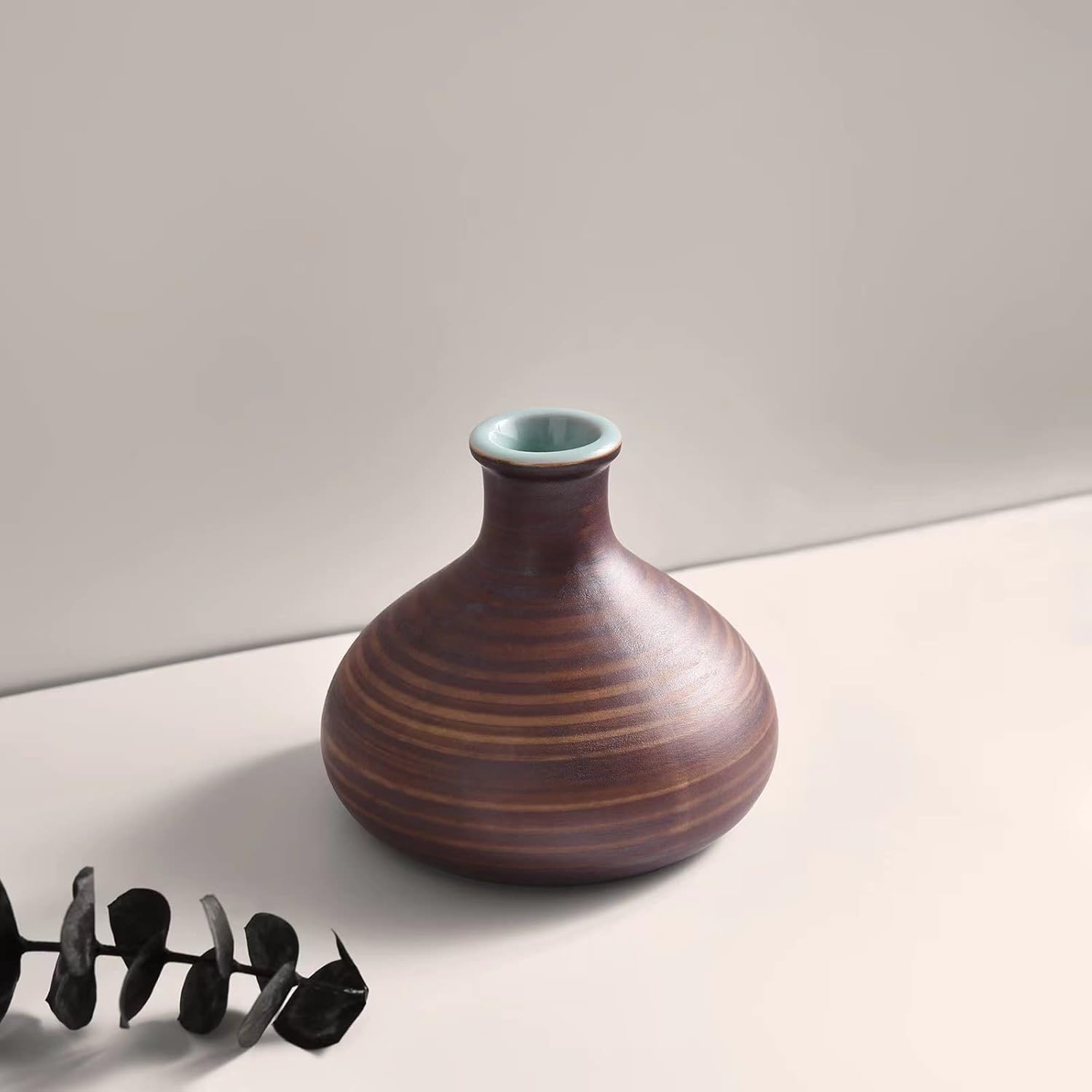 Handmade Wabi-Sabi Bud Vase Tiny Ceramic Decor for Dried Flowers and Zen Home