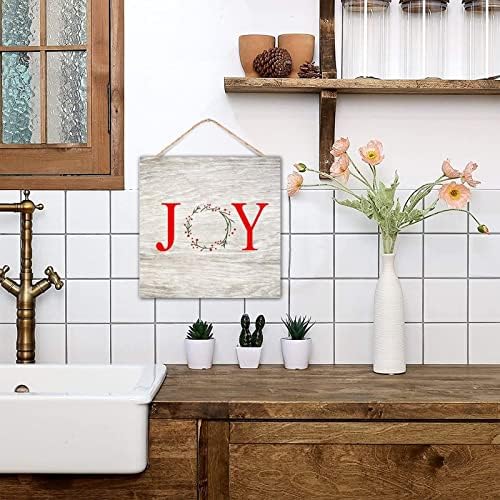 CustonCares Letter Joy Winter Door Wreath Sign