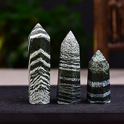 Primary Stones and Minerals Green Zebra Quartz Wand for Home Decor