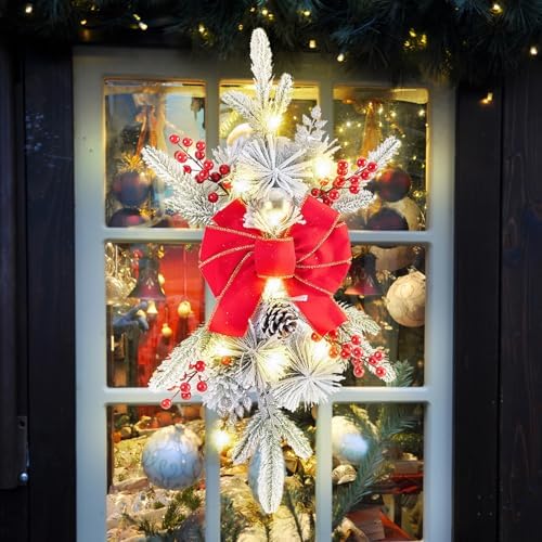 TITA-DONG Christmas Artificial Swags 236 Inch Teardrop Wreath with Lights