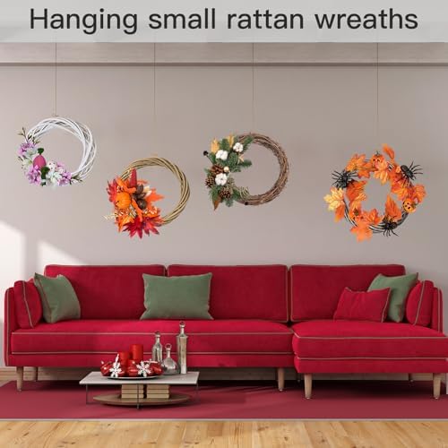 MALOKI 4pcs Rattan Wreath Ring for DIY Crafts