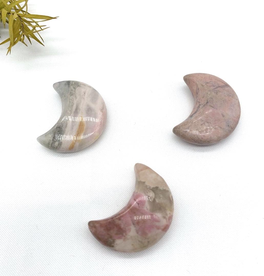 Pink Rhodonite Moon Shaped Crystal Gift