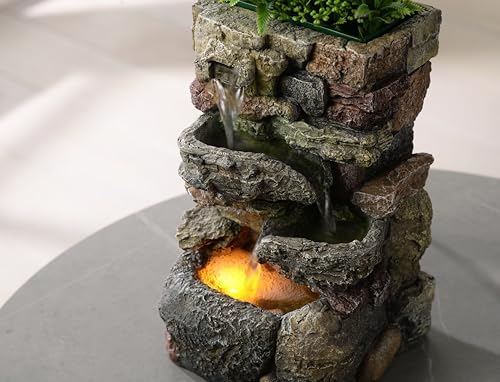 Indoor Tabletop Fountain with LED Lights and Soothing Sound