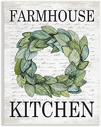 Stupell Industries Farmhouse Kitchen Script Wreath 13 x 19 Inches Grey