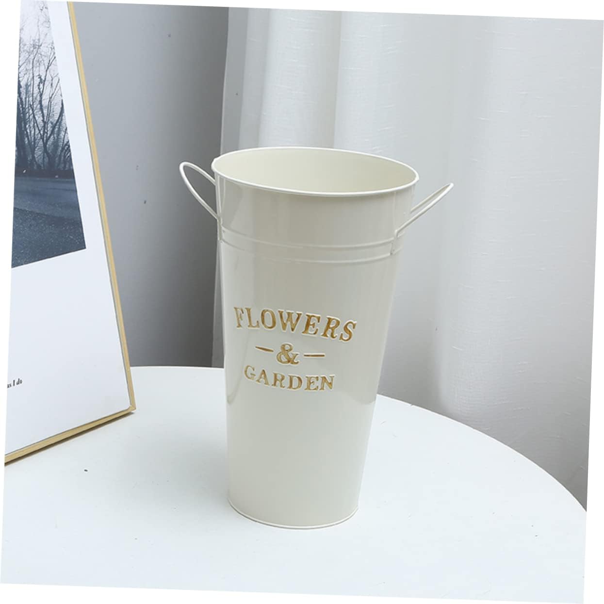 Retro Iron Flower Bucket Vase for Home Decor