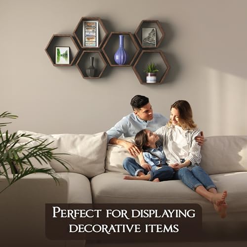 Decovate Hexagon Floating Shelves Set of 6