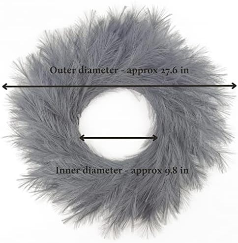 Perfnique 27 Inch Faux Pampas Grass Wreath for Front Door and Wall Decor