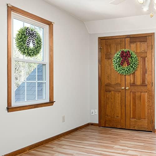 KuiMen Interchangeable Boxwood Wreath - 22 Green Door Decor for Seasons