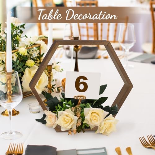 12 Pcs Wooden Hexagon Floating Shelves Brown