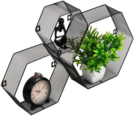 Mind Reader Hexagon Floating Shelves Set of 3 Black