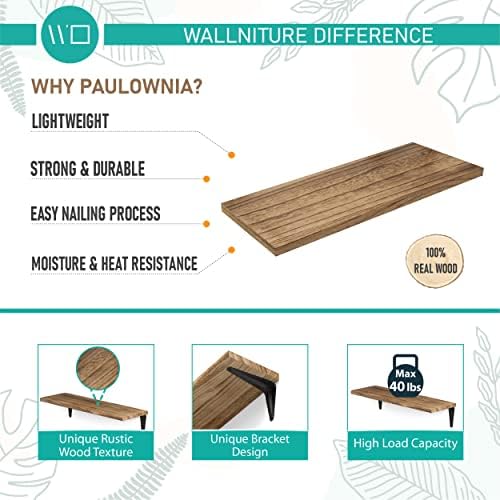 Wallniture Arras Floating Shelves Set of 4 17x6 Burned Finish