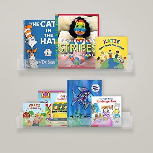 VIVO Dual Acrylic Floating Bookshelves 24 Inch 2 Pack