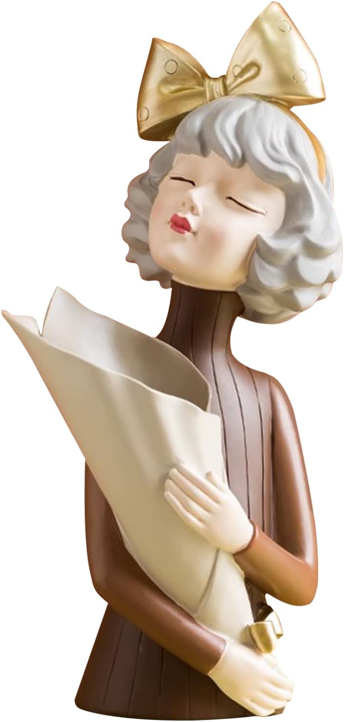 Decor Ornaments - Dry Flower Holder - Artistic Girl Statue Vase for Home Decor