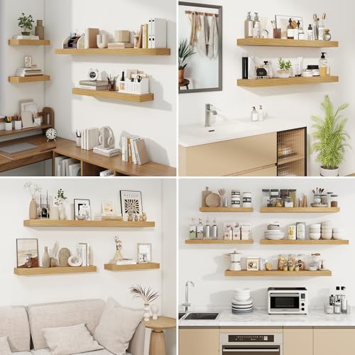 Fuqing Floating Shelves Wall Mounted 24 Inch Set of 2 Oak