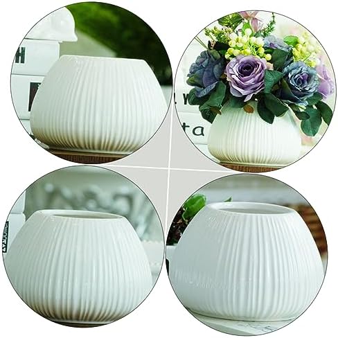 Kisangel Nordic Ceramic Flower Vase with Vertical Stripes