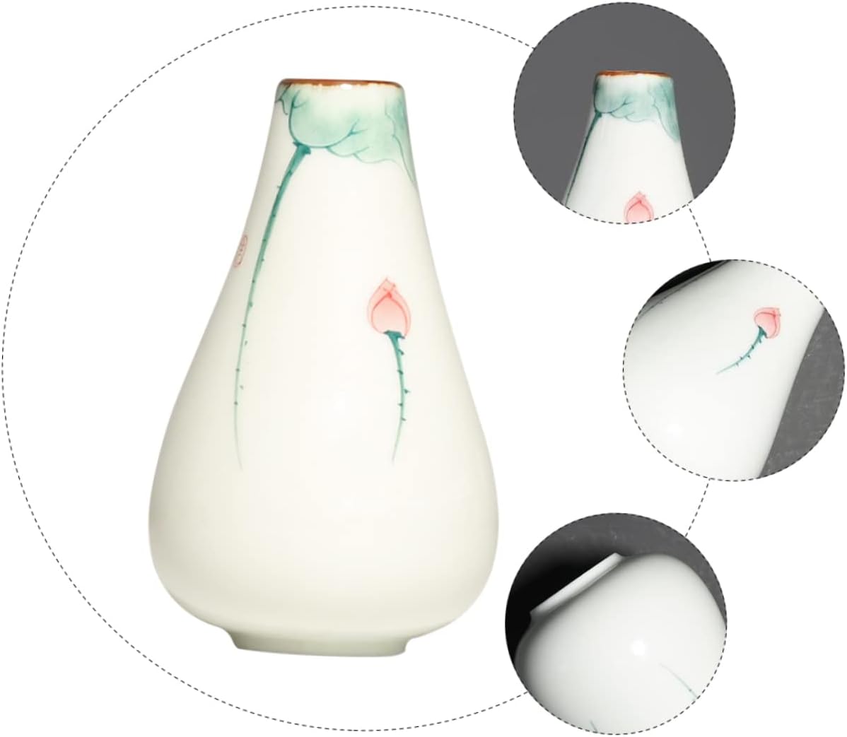 MERRYHAPY Hand Painted Lotus Vase Ceramic Decor