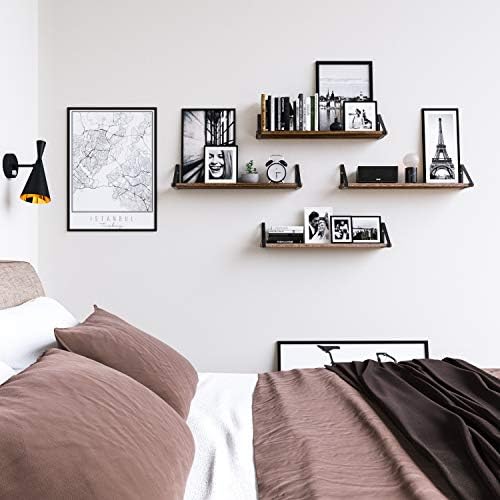Wallniture Ponza Wood Floating Shelves Set of 4