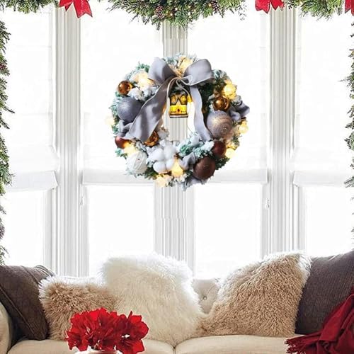Front Door Wreath with Bow Tie Realistic Holiday Decor