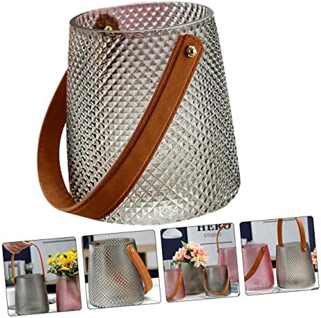 Ciieeo Simple Grey Glass Flowerpot for Home Office Decor