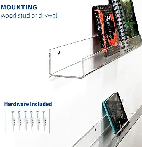 VIVO Dual Acrylic Floating Bookshelves 24 Inch 2 Pack