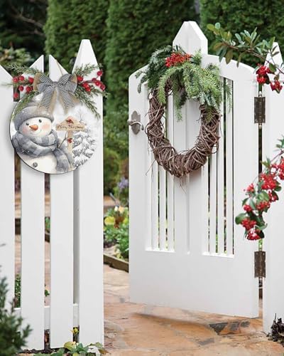 Welcome Sign Christmas Wreath Decorations Snowman Wood Wall Decor
