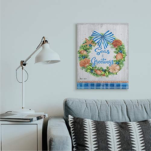 Stupell Industries Nautical Holiday Wreath Wall Art 24x30 Grey