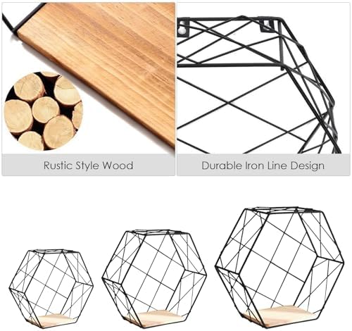 Hexagonal Floating Wall Shelf - Modern Geometric Display Rack