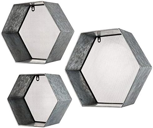 3 Piece Rustic Hexagon Floating Shelves Set