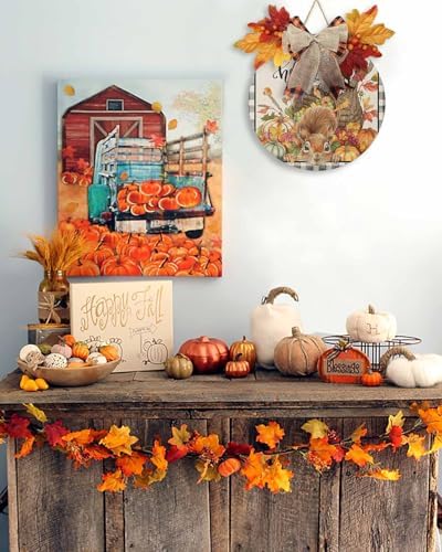 Welcome Sign Front Door Fall Thanksgiving Wreath Decor