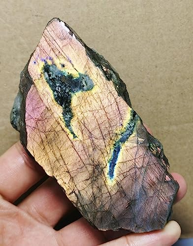 Nice Purple Flash Labradorite Slab Reiki Stone for Healing and Decor