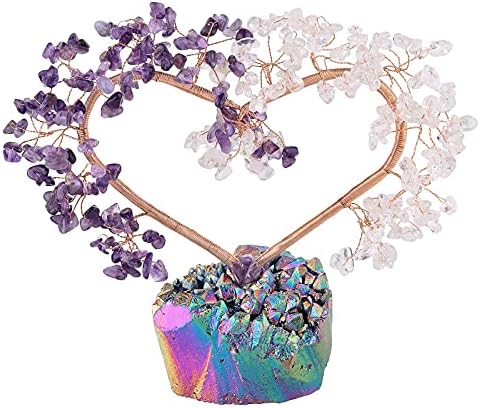 Rockcloud 2 Pcs Rainbow Titanium Coated Crystal Quartz Feng Shui Decoration