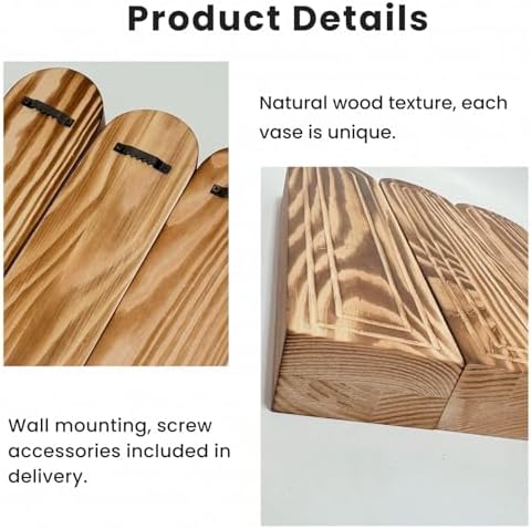 Wood Wall Vase Set of 3 for Dried Flowers and Faux Greenery