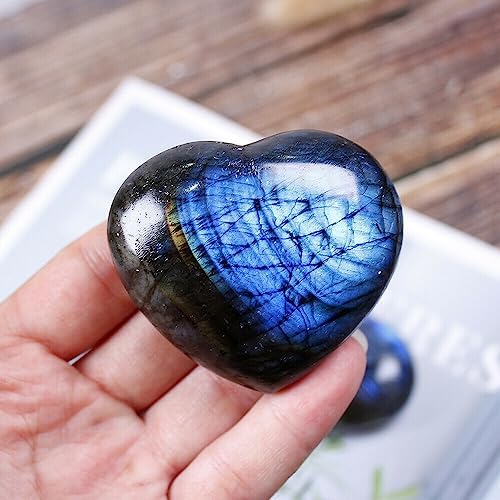 KatLin Natural Crystal Heart Moonstone Labradorite Energy Reiki Ornaments