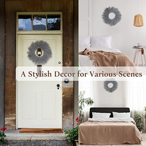 Perfnique 27 Inch Faux Pampas Grass Wreath for Front Door and Wall Decor