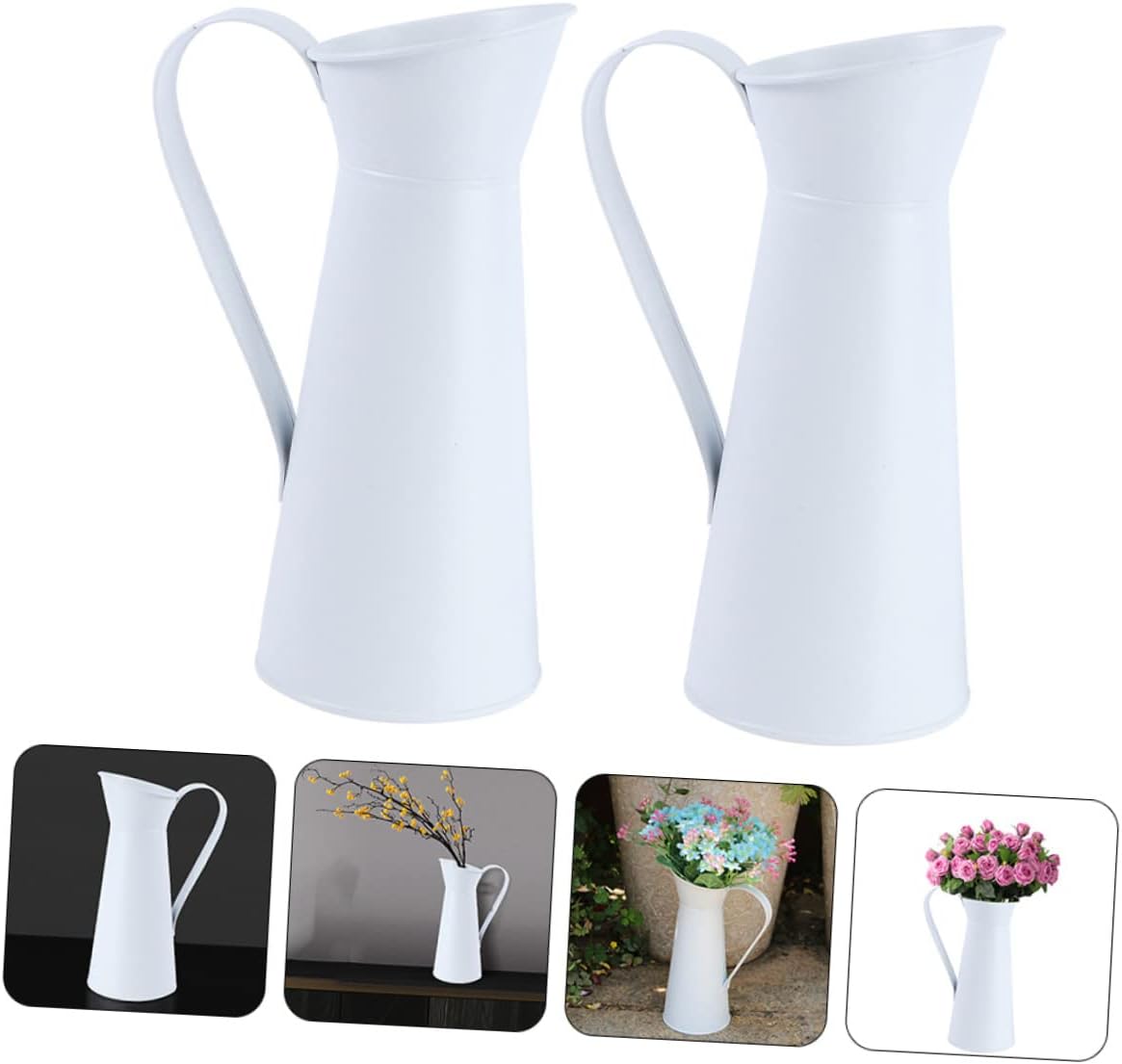 Happyyami 2pcs Modern Iron Flower Vase Set for Home Office Decoration